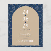 BUDGET Blue Classic Retro Save the Date Invitation