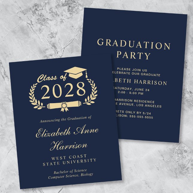 Budget Blue College Graduation Party Invitation (Creator Uploaded)