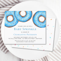 Budget Blue Doughnuts Boy Baby Sprinkle Invitation