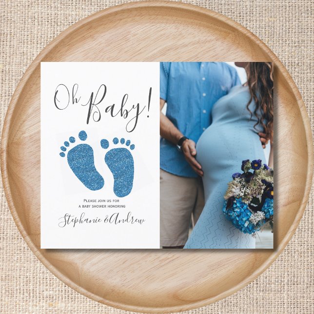 Budget Blue Feet Couples Baby Shower Invitation (Creator Uploaded)