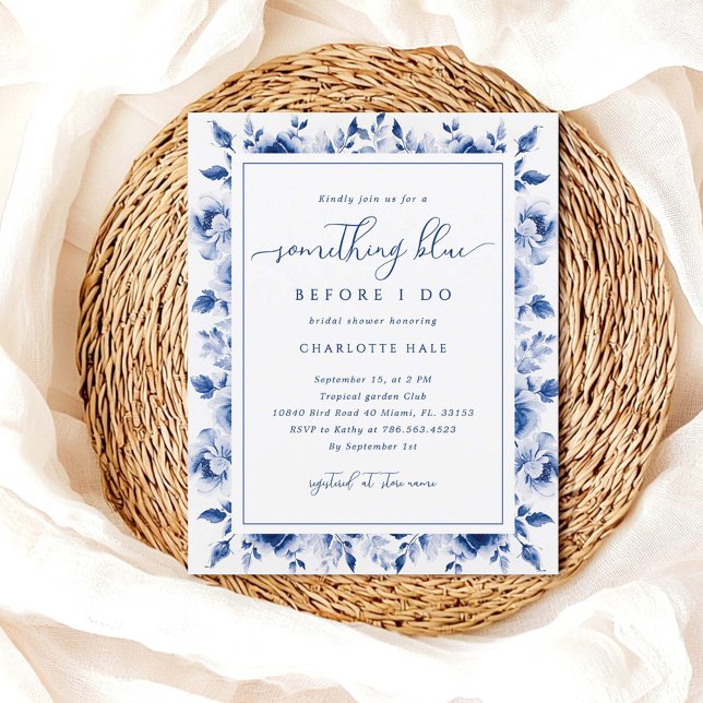 Budget Blue Floral Bridal Shower Invitation (Creator Uploaded)