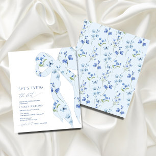 BUDGET Blue Floral She's Tying Knot Bridal Shower Flyer
