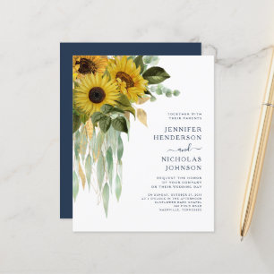Budget Blue Floral Sunflower Eucalyptus Wedding