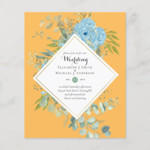 BUDGET Blue Floral Wedding Invitations Eucalyptus Flyer