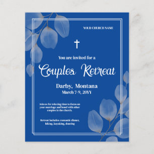 Budget Blue Foliage Couples Retreat Invitation