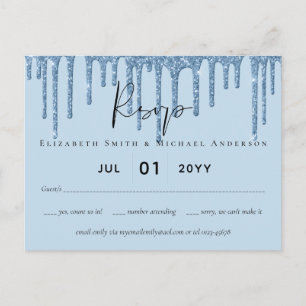 BUDGET Blue Glitter Wedding Postcard