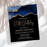 Budget Blue Gold Agate 50th Birthday Invitation<br><div class="desc">This trendy 50th birthday invitation features a watercolor image of an agate geode in shades of blue with faux gold highlights. The words "50th Birthday" appear in faux gold glitter in decorative modern handwriting font. Customise it with the name of the honoree in gold coloured text and the details in...</div>