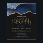 Budget Blue Gold Agate 70th Birthday Invitation<br><div class="desc">This trendy 70th birthday invitation features a watercolor image of an agate geode in shades of blue with faux gold highlights. The words "70th Birthday" appear in faux gold glitter in decorative modern handwriting font. Customise it with the name of the honoree in gold coloured text and the details in...</div>
