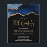 Budget Blue Gold Agate 90th Birthday Invitation<br><div class="desc">This trendy 90th birthday invitation features a watercolor image of an agate geode in shades of blue with faux gold highlights. The words "90th Birthday" appear in faux gold glitter in decorative modern handwriting font. Customise it with the name of the honoree in gold coloured text and the details in...</div>