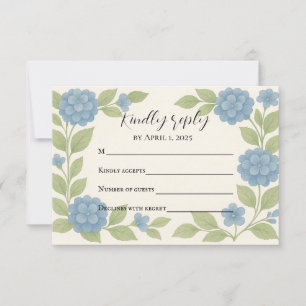 Budget Blue Hydrangea RSVP Card