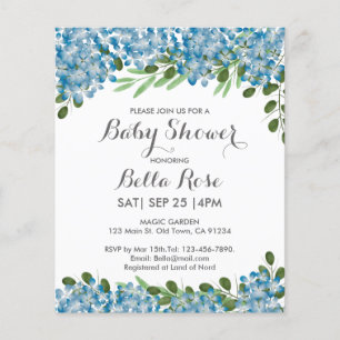 Budget Blue Hydrangeas Baby Shower Invitation