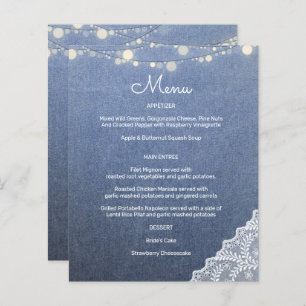 Budget Blue Jeans, String Lights & Lace Menu
