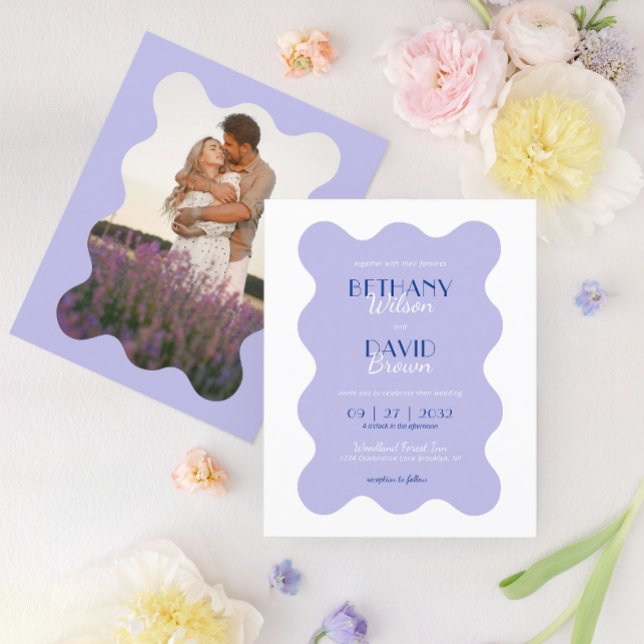 BUDGET Blue Lavender Wave Scallop Photo Wedding (Creator Uploaded)