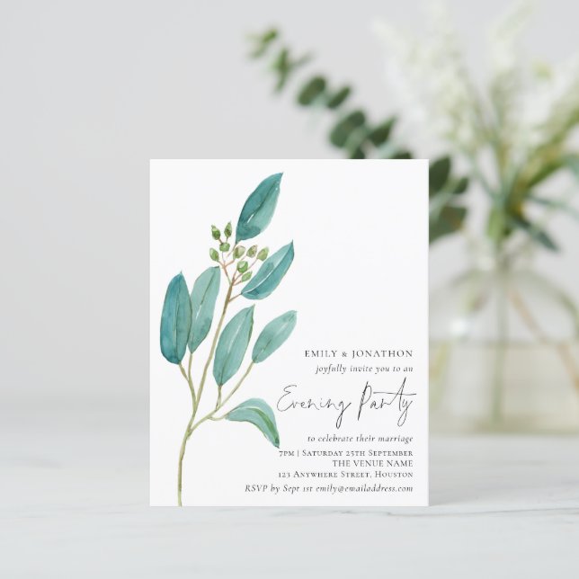 Budget Blue Leaves Wedding Evening Party (Standing Front)