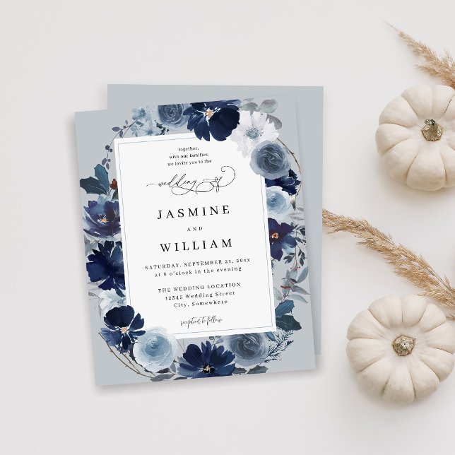 Budget Blue & Navy Floral on Blue Grey Wedding   (Creator Uploaded)