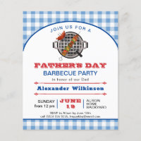BUDGET Blue Plaid Father's Day BBQ Party Invite