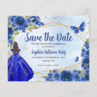 Budget Blue Princess Quinceañera Save the Date