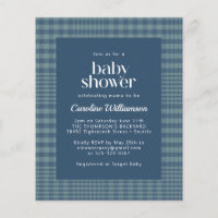 Budget Blue Retro Glen Plaid Baby Shower