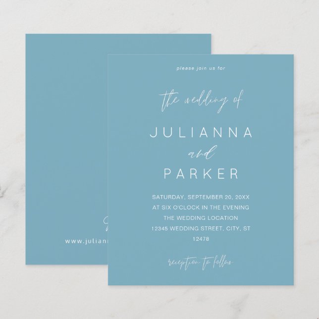 Budget Blue Summer MOD Calligraphy Wedding (Front/Back)