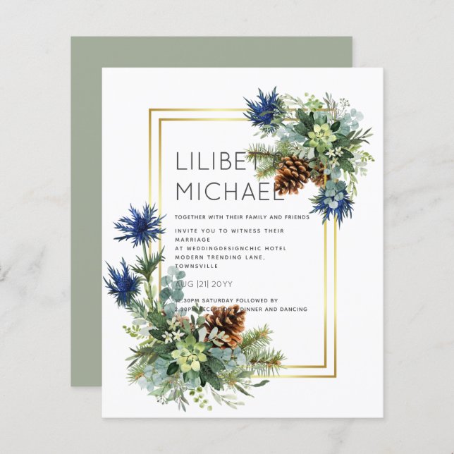 BUDGET  Blue Thistle Eucalyptus Wedding Wonderland (Front/Back)