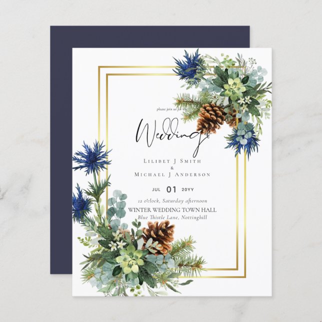 BUDGET  Blue Thistle Eucalyptus Wedding Wonderland (Front/Back)