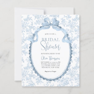 BUDGET Blue Vintage Botanical Bow Bridal Shower