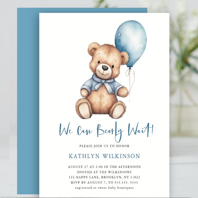BUDGET Blue We Can Bearly Wait Boy Baby Shower (Creator Uploaded)