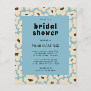 Budget Blue White Floral Bridal Shower Invitation