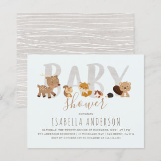 Budget Blue Woodland Animals Neutral Baby Shower