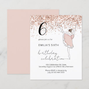 Budget Blush Ballerina Any Age Glitter Birthday