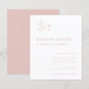 Budget Blush Botanical Monogram Wedding Invitation