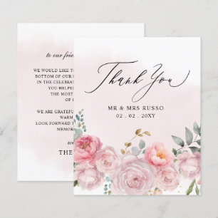 Budget Blush Floral Wedding Thank You Card