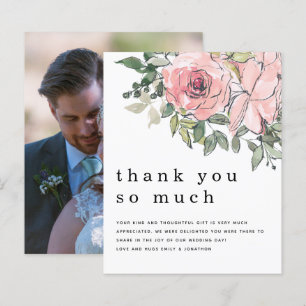 Budget Blush Florals Newlywed Photo Thank You