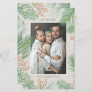 Budget Blush Forest Pine Holly Photo Holiday Card
