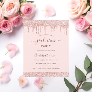 Budget blush graduation party rose gold glitter