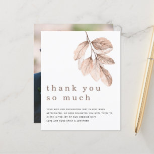 Budget Blush Leaves Newlywed Photo Thank You