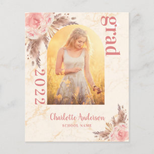 Budget blush pampas grass graduation thank you