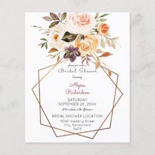 Budget Blush & Peach Floral Bridal Shower Flyer