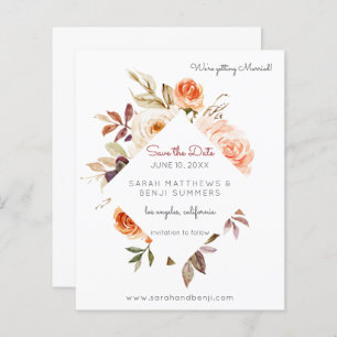 Budget Blush & Peach Floral Rustic Save the Date