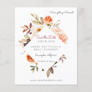 Budget Blush & Peach Floral Rustic Save the Date Flyer