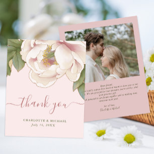 Budget Blush Peony Flower Photo Thank You Card