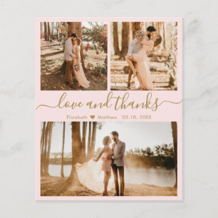 Budget Blush Photo Collage Wedding Thank You Card