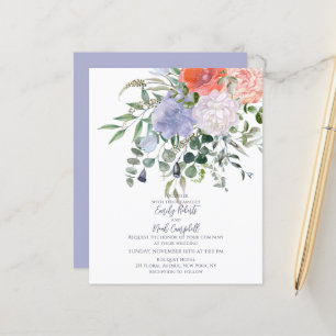 Budget Blush Pink & Blue Watercolor Floral Wedding