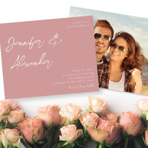 Budget Blush Pink Calligraphy Photo Wedding V2