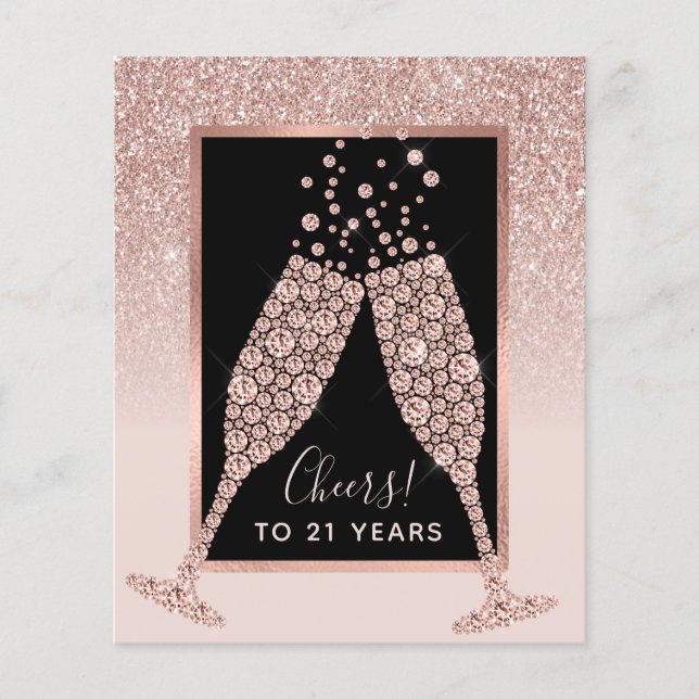 Budget Blush Pink Champagne 21st Birthday Card (Front)