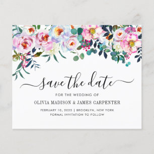 Budget Blush Pink Eucalyptus Floral Save the Date