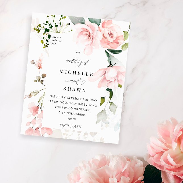 Budget Blush Pink & Eucalyptus Floral Wedding 2 Flyer (Creator Uploaded)
