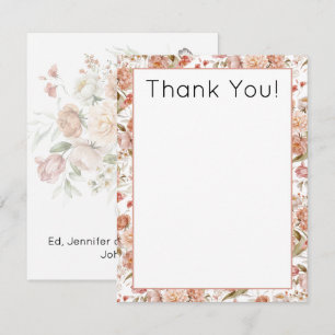 Budget, Blush Pink Floral Baby Shower Thank You Card