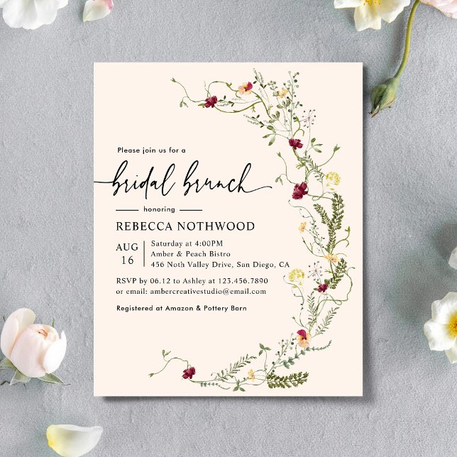 Budget Blush Pink Floral Bridal Brunch Invitation (Creator Uploaded)