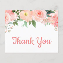 Budget Blush Pink Floral Thank You Card 